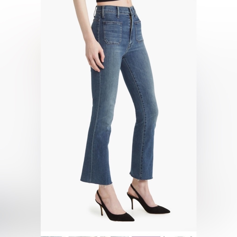 Mother Hustler Patch Pocket High Waist Ankle Fringe Jeans NEW WITHOUT TAGS sz 34 - Picture 5 of 14